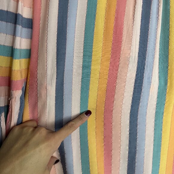 Self Contrast Women's XS Metallic Rainbow Striped V Neck Long Sleeve Top - Picture 8 of 9